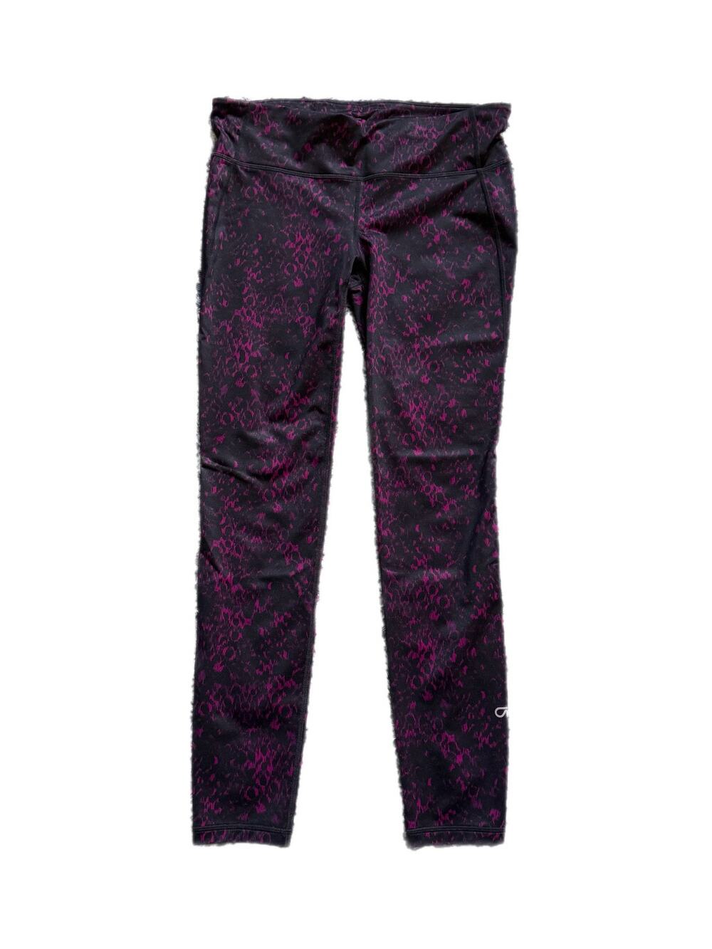 Gap Leggings Womens M Black Purple GapFit Animal Print Ankle Skinny Stretch